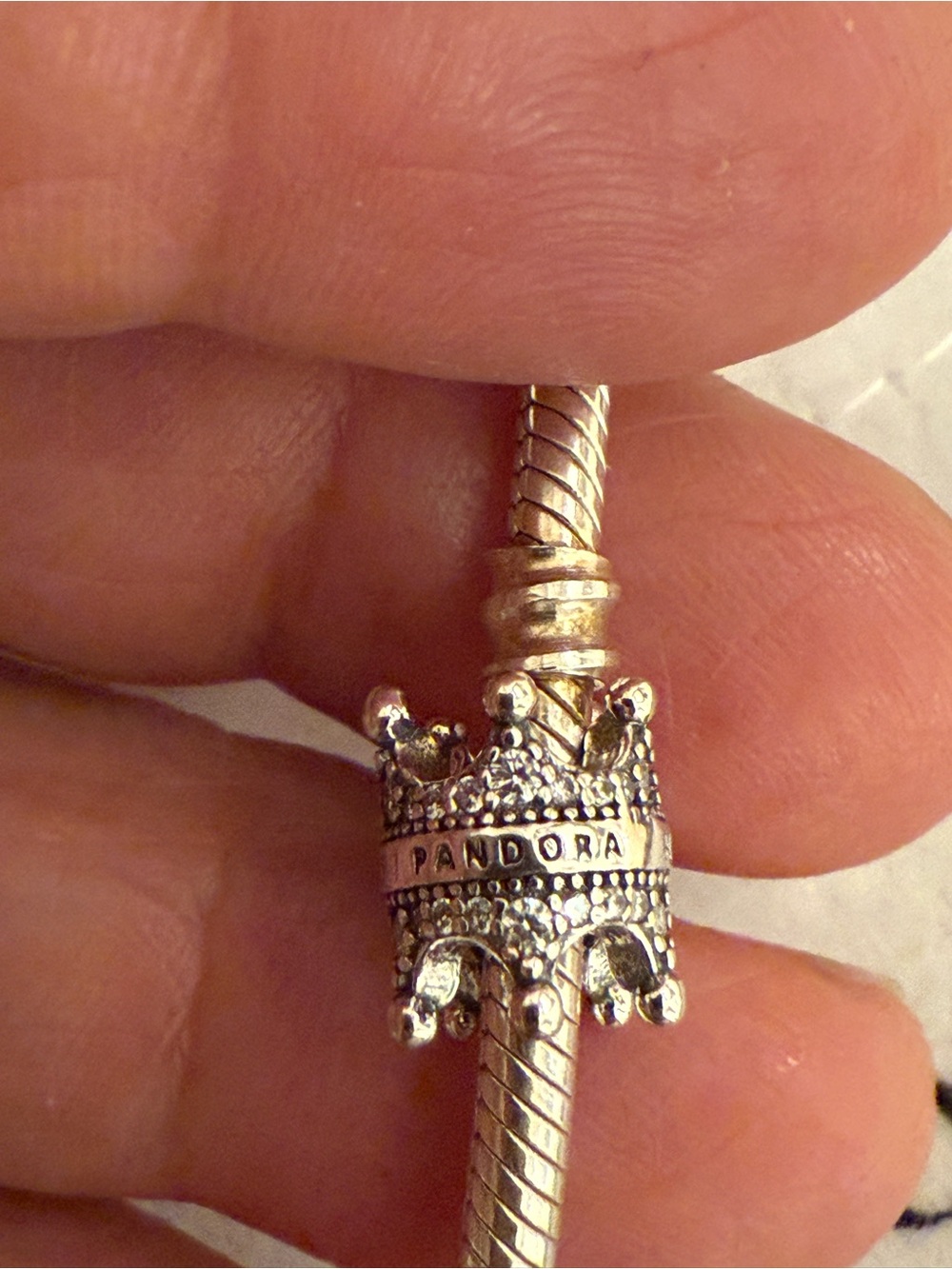 Pandora Silver Crown Charm with Textured Detailing - Silver
